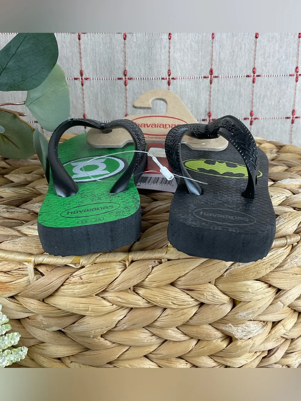 Havaianas DC Heroes Batman & Green Lantern Child Sz 10 Black & Green Flip Flops